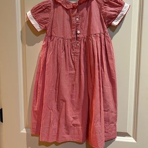 Smocking bird red gingham dress